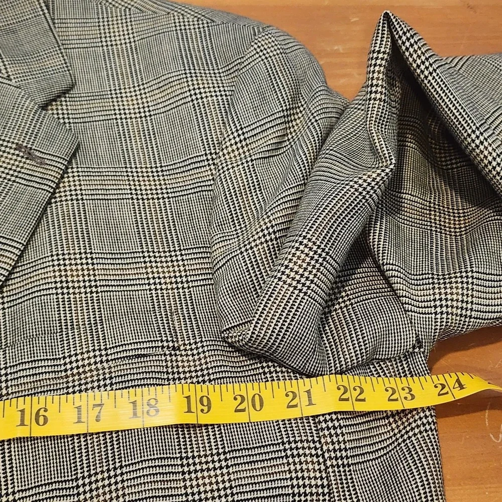 Chaps Ralph Lauren‎ Glen Plaid Blazer Sport Coat Mens 44T Brown Wool Old Career